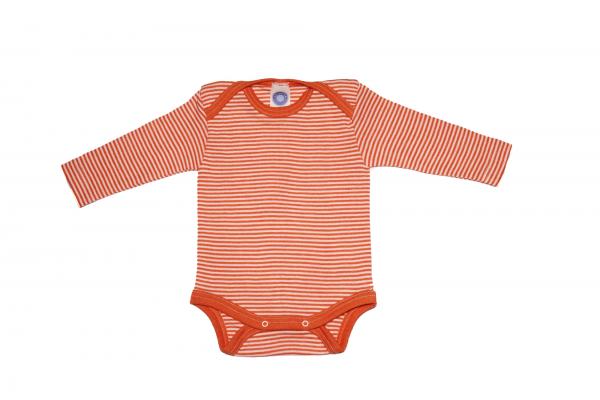 Cosilana Body Langarm Wolle/Seide SAFRAN (Orange)-NATUR-GESTREIFT